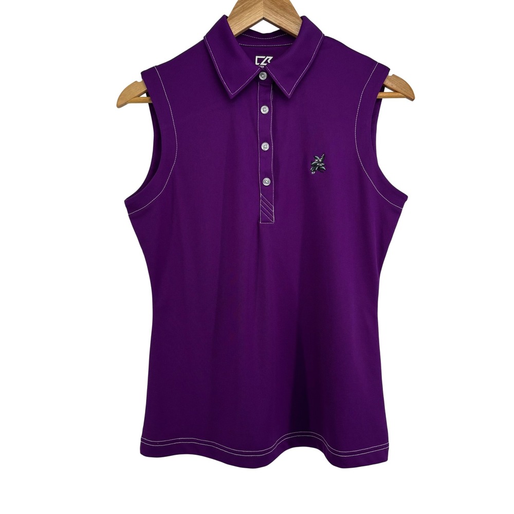 Cutter & Buck Womens Purple DryTec Sleeveless Golf Polo Top‎ UPF 50+ Medium